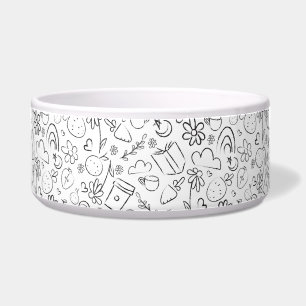Black & White Doodle Cute Things Seamless Pattern