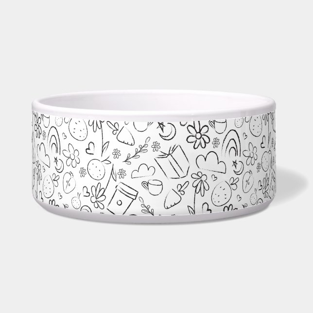 Black & White Doodle Cute Things Seamless Pattern (Front)