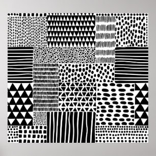 Black White Doodle: Ethnic Seamless Poster