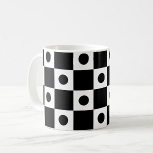 Black White Dot Circle Square Chequerboard Pattern Coffee Mug