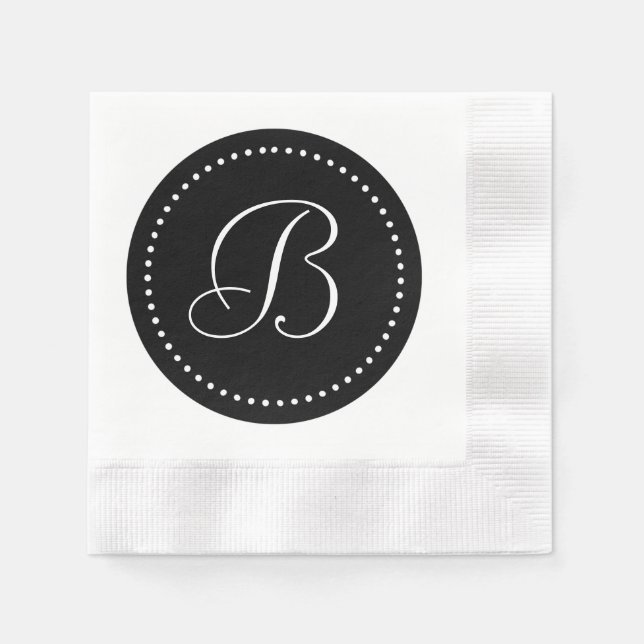 Black/White Dot Monogram Napkin (Front)