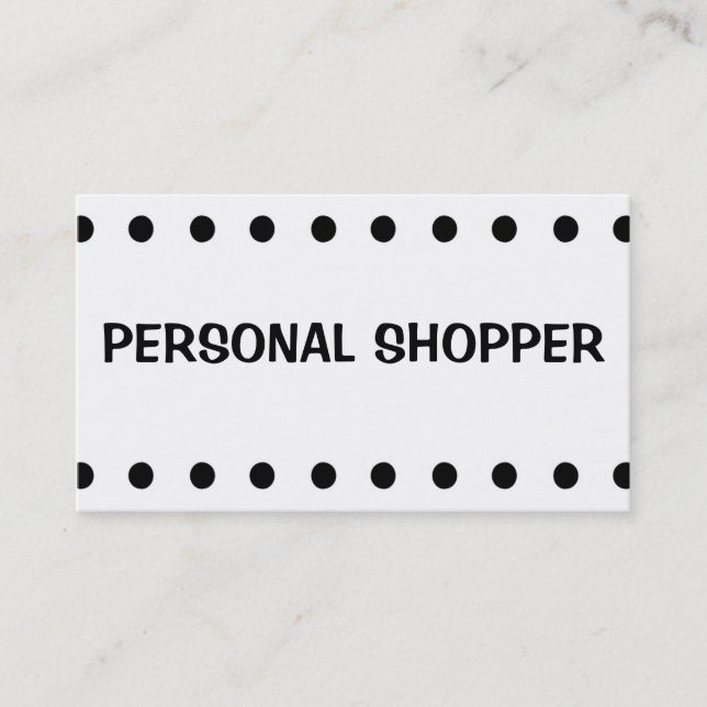 Black white dot PERSONAL SHOPPER business cards (Front)