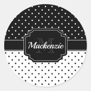 Black & White Dots Classic Round Sticker