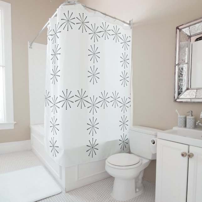 Black & White Dots Shower Curtain (In Situ)