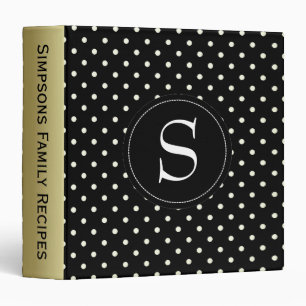 Black White Dotted, Custom Text Gold, Initial Name Binder