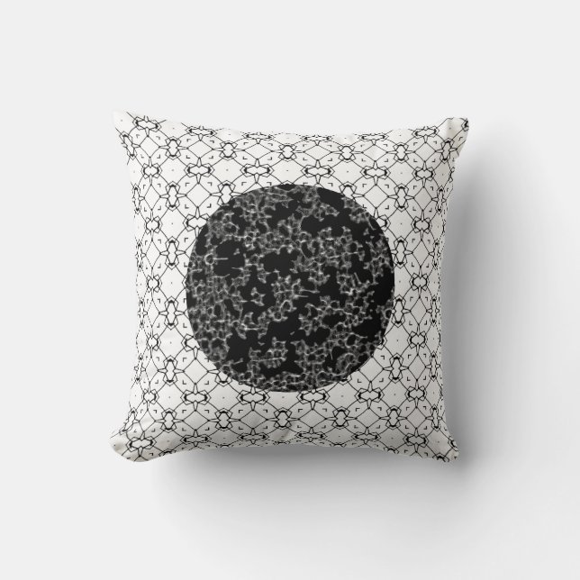Black & White Double Pattern/Black Throw Pillow (Front)