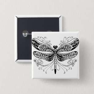 Black & white dragonfly pin