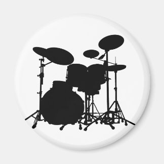 Black & White Drum Kit Silhouette - For Drummers Magnet