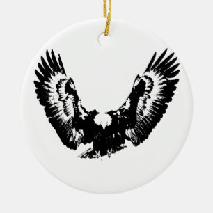 Black & White Eagle Ceramic Ornament