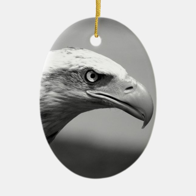Black & White Eagle Eye Ceramic Ornament (Front)