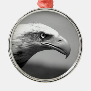 Black & White Eagle Eye Metal Ornament