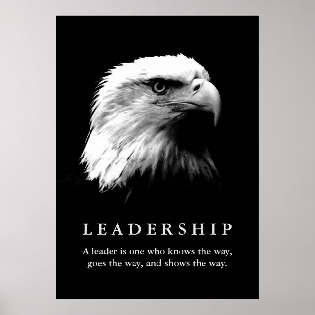 Black White Eagle Motivational Leadership Poster (Front)