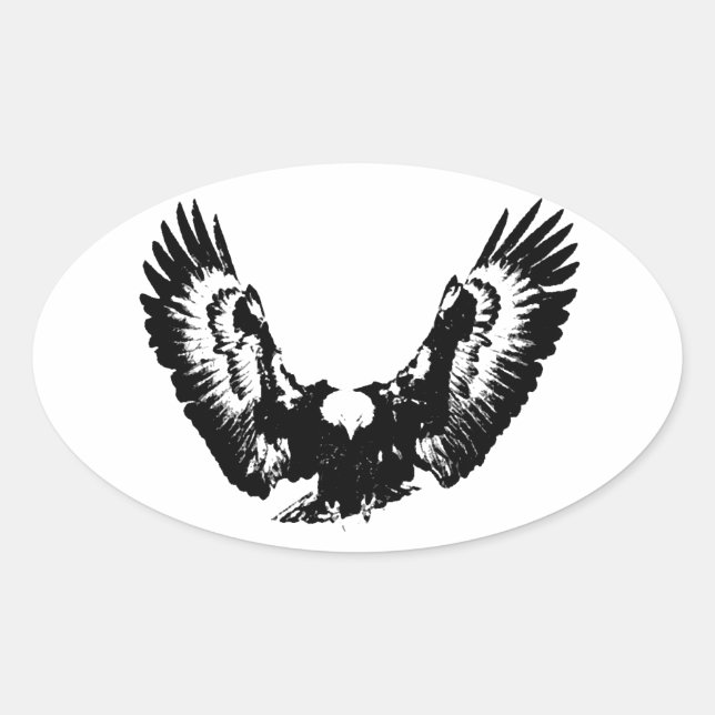Black & White Eagle Oval Sticker (Front)