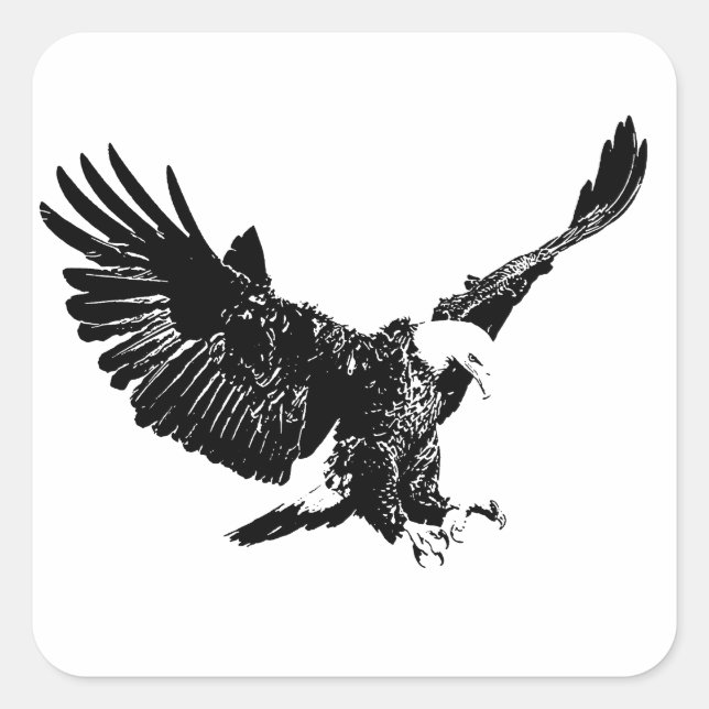 Black & White Eagle Square Sticker (Front)