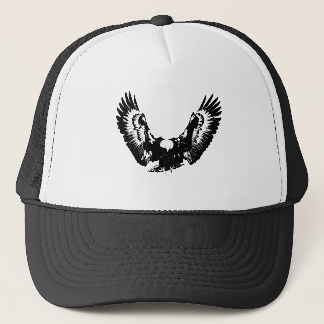 Black & White Eagle Trucker Hat (Front)