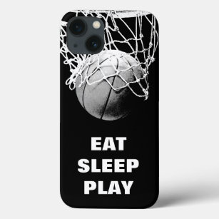 Black White Eat Sleep Play Basketball Motivational iPhone 13 Case