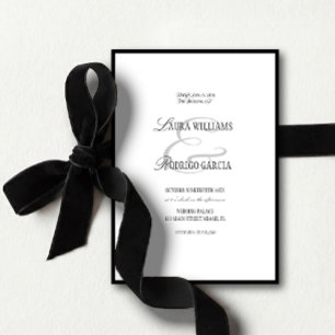  Black White Editorial Old Money Wedding Invitation