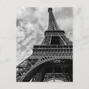 Black & White Eiffel Tower From Below - Paris City Postcard