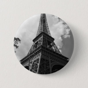 Black & White Eiffel Tower in Paris 2 Inch Round Button
