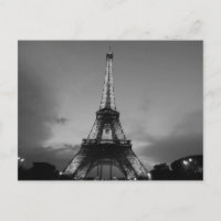 Black & White Eiffel Tower in Paris City Night