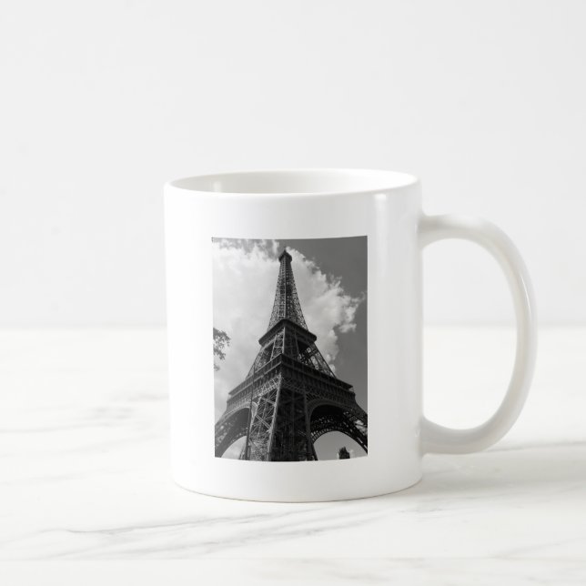 Black & White Eiffel Tower in Paris Coffee Mug (Right)