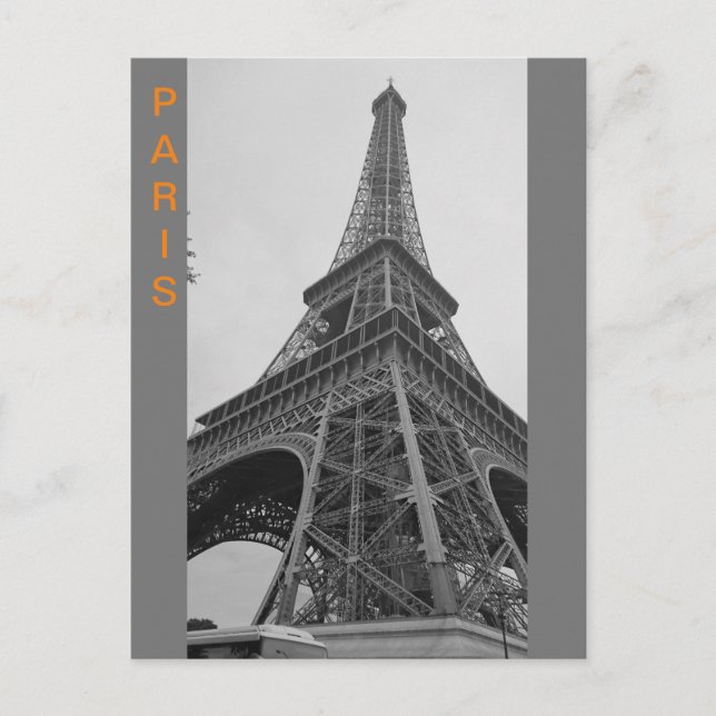 Black & White Eiffel Tower in Paris France Travel  Postcard (Front)