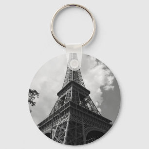 Black & White Eiffel Tower in Paris Keychain