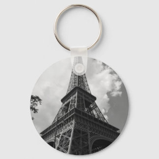 Black & White Eiffel Tower in Paris Keychain