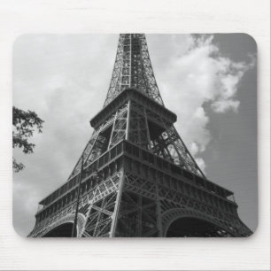 Black & White Eiffel Tower in Paris Mouse Pad