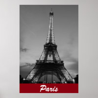 Black & White Eiffel Tower in Paris Night