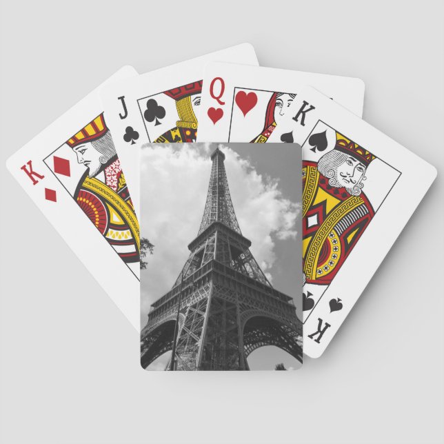 Black & White Eiffel Tower in Paris Playing Cards (Back)