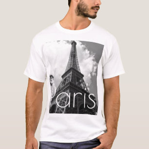 Black & White Eiffel Tower in Paris T-Shirt
