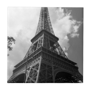Black & White Eiffel Tower in Paris Tile