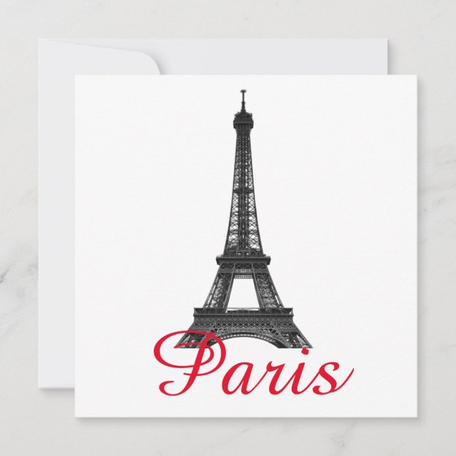 Black White Eiffel Tower Paris City Carte de voyag (Devant)