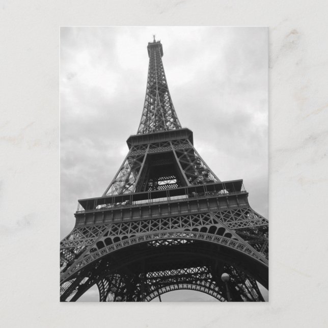 Black & White Eiffel Tower Paris City Europe Postcard (Front)