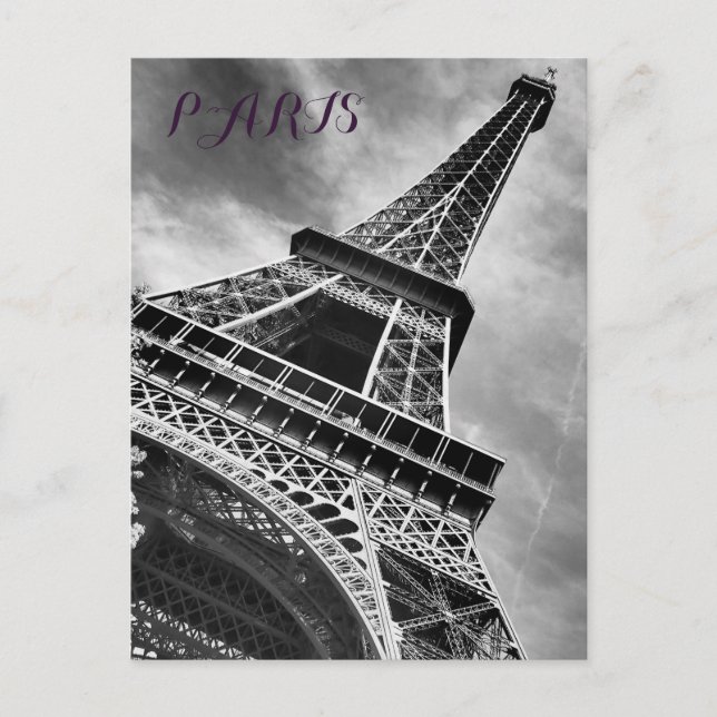 Black & White Eiffel Tower Paris Europe Postcard (Front)