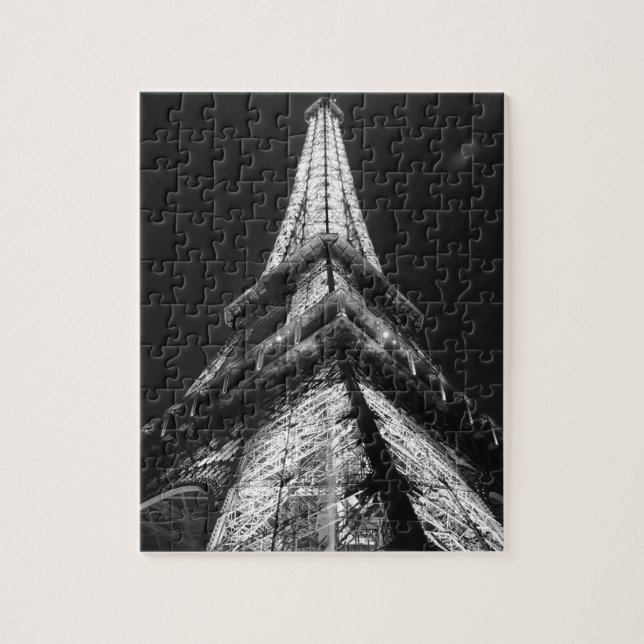 Black White Eiffel Tower Paris Europe Travel Jigsaw Puzzle (Vertical)