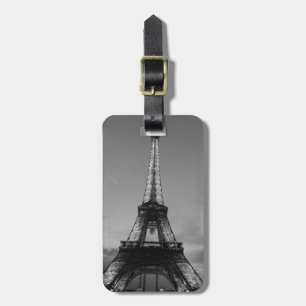 Black & White Eiffel Tower Paris Europe Travel Luggage Tag
