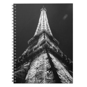 Black White Eiffel Tower Paris Europe Travel Notebook