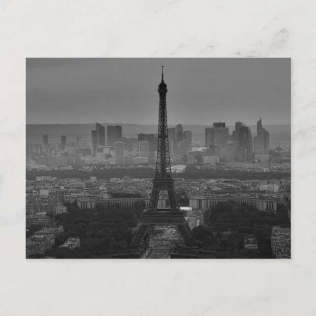 Black White Eiffel Tower Paris Europe Travel Postcard (Front)