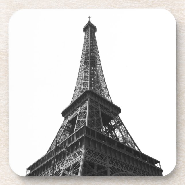 Black & White Eiffel Tower Paris European Travel Coaster (Front)