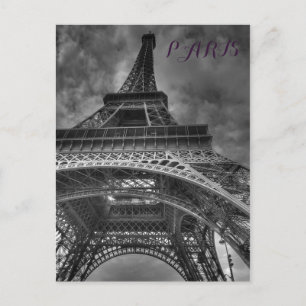 Black & White Eiffel Tower Paris European Travel Postcard
