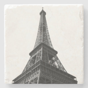 Black & White Eiffel Tower Paris European Travel Stone Coaster