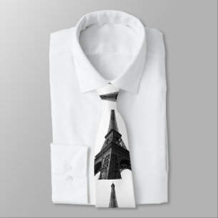Black & White Eiffel Tower Paris European Travel Tie