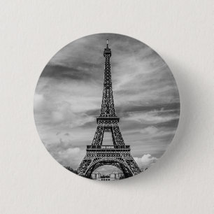 Black & White Eiffel Tower Paris France 2 Inch Round Button