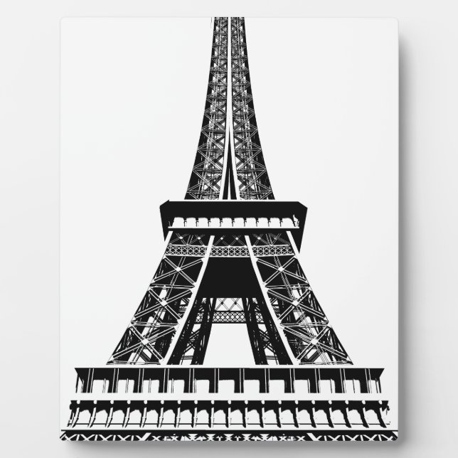 Black white Eiffel Tower Paris France Art Artwork Plaque (Front)
