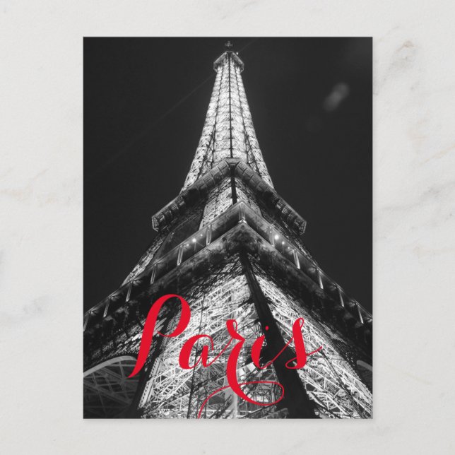 Black & White Eiffel Tower Paris France Classical Postcard (Front)
