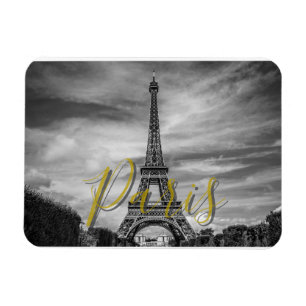 Black & White Eiffel Tower Paris France Magnet