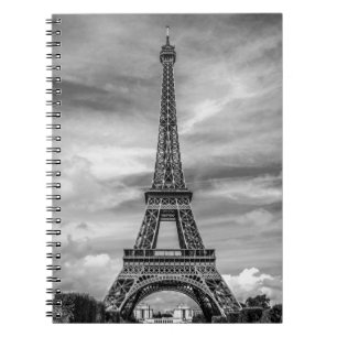 Black & White Eiffel Tower Paris France Notebook