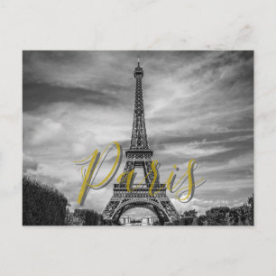 Black & White Eiffel Tower Paris France Postcard